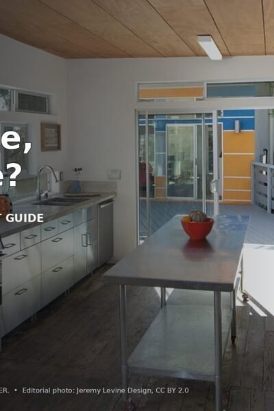 Editorial kitchen photo with the words Keep, Move, or Remove and a practical kitchen layout guide